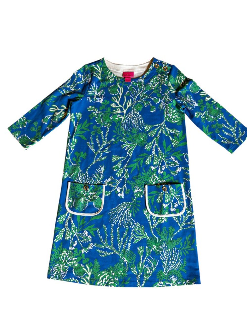 LN Lilly Pulitzer Mackenzie Dress in Briny Blue A Bit Salty Print Sz L 8-10